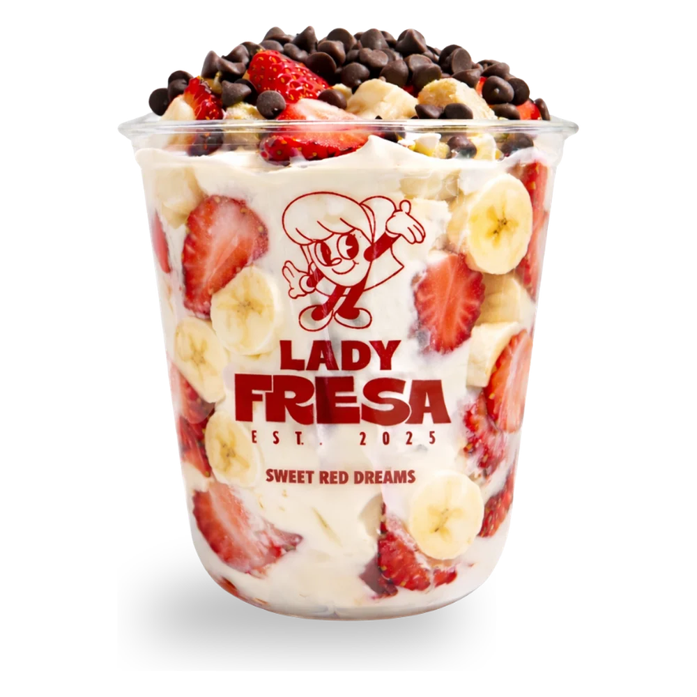 Vaso combinado de fresa y plátano